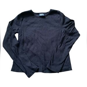 MAEVE Anthropologie Black Ribbed Long Sleeve XL Top
